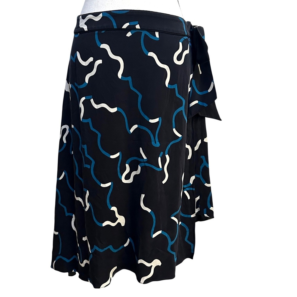 DVF Diane von Furstenberg Faux Wrap Skirt 8‎ M Silk Asymmetric Midi Quite Luxury